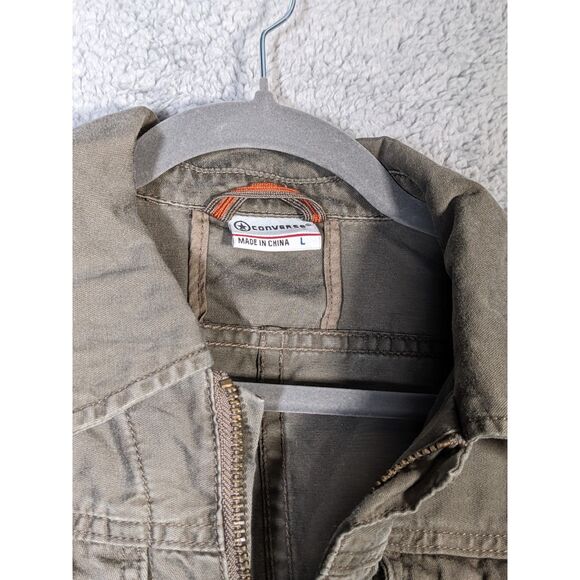 Converse Women's Zipper Up Utility Jacket SZ L Gray Preowned - Picture 3 of 4